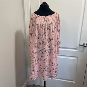 New Directions Women's PXL Pink Floral Off Shoulder Knee Dress Casual